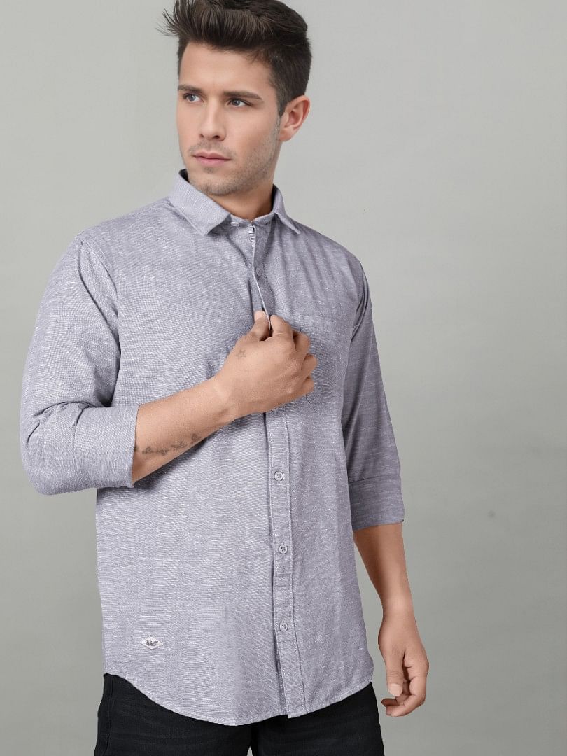 Authenzaa Men Casual Shirt SFCS049 Light Grey 