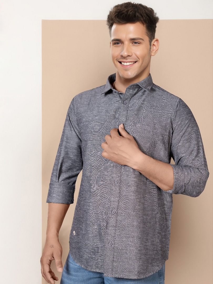 Authenzaa Men Casual Shirt SFCS047 Dark Grey 