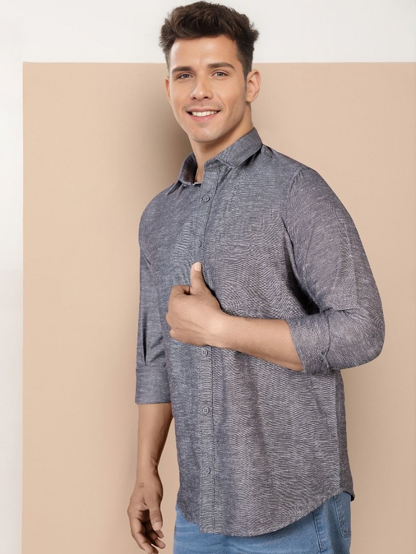 Authenzaa Men Casual Shirt SFCS047 Dark Grey 