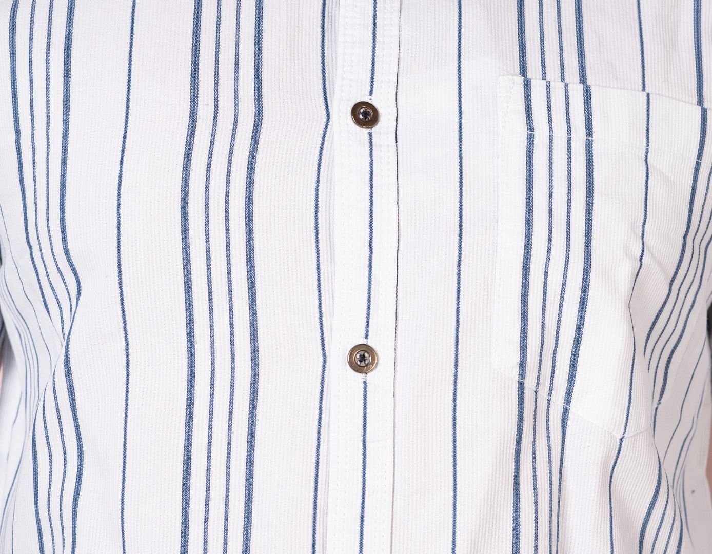 Authenzaa Men Casual Shirt SFCS060 White Blue Stripe 