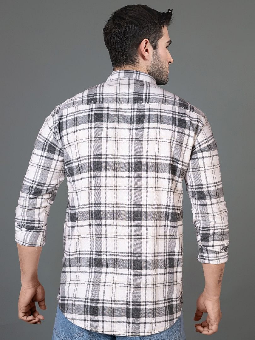 Authenzaa Men Casual Shirt SFCS053 Grey Checks 