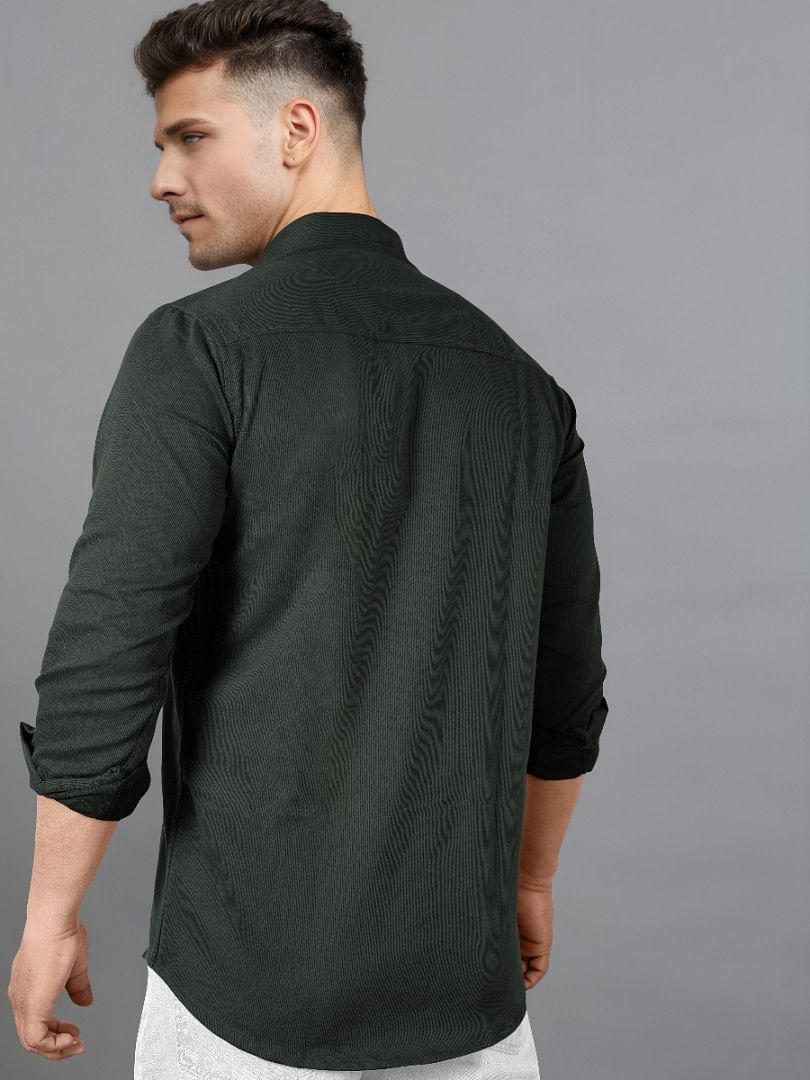 Authenzaa Men Casual Shirt SFCS042 Dark Green 