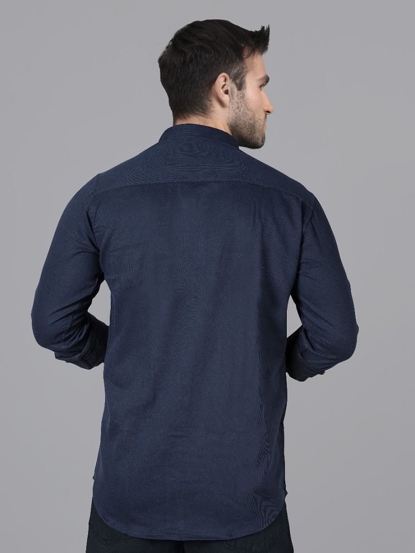 Authenzaa Men Casual Shirt SFCS044 Navy Blue 