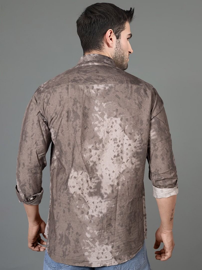 Authenzaa Men Casual Shirt SFCS055 Printed Grey 