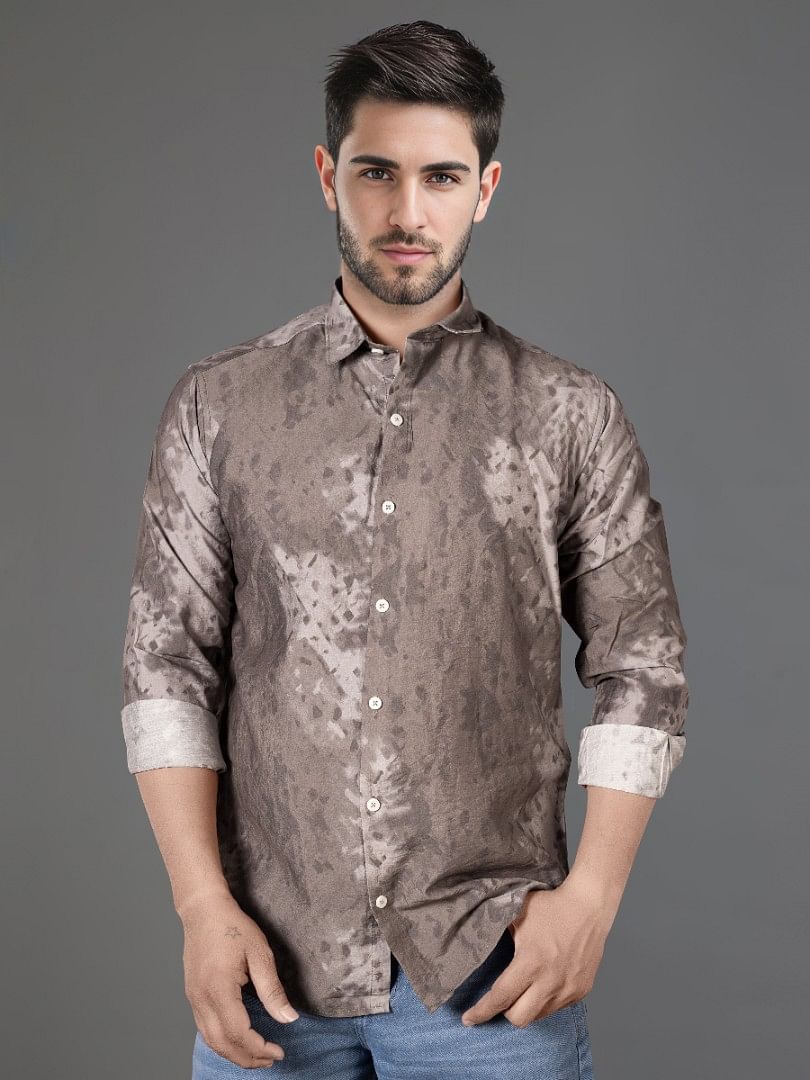 Authenzaa Men Casual Shirt SFCS055 Printed Grey 