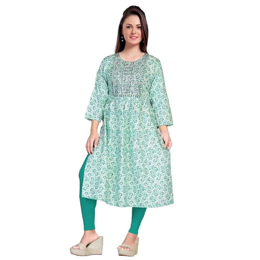 Authenzaa Women Kurti SMCKT079 Aqua 