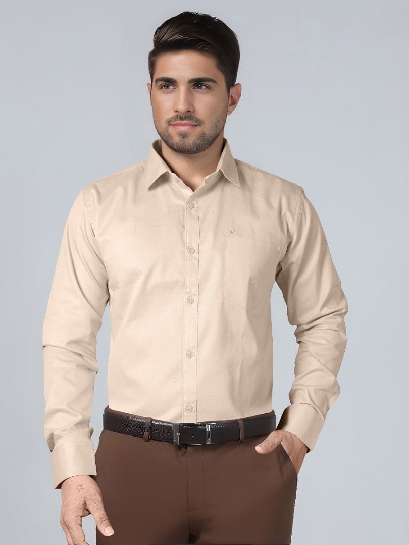 Authenzaa Men Premium Formal Shirt APFS008 Beige 