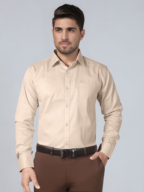 Authenzaa Men Premium Formal Shirt APFS008 Beige 