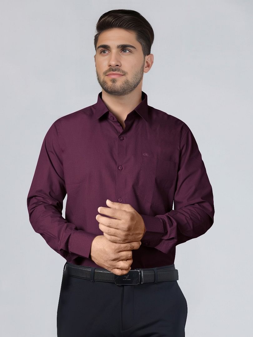 Authenzaa Men Premium Formal Shirt APFS011 Wine 