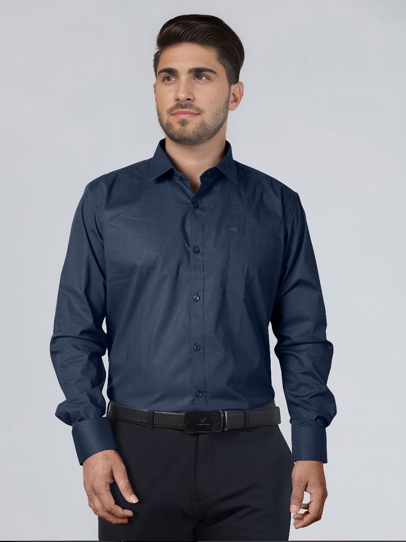 Authenzaa Men Premium Formal Shirt APFS014 Navy 2 