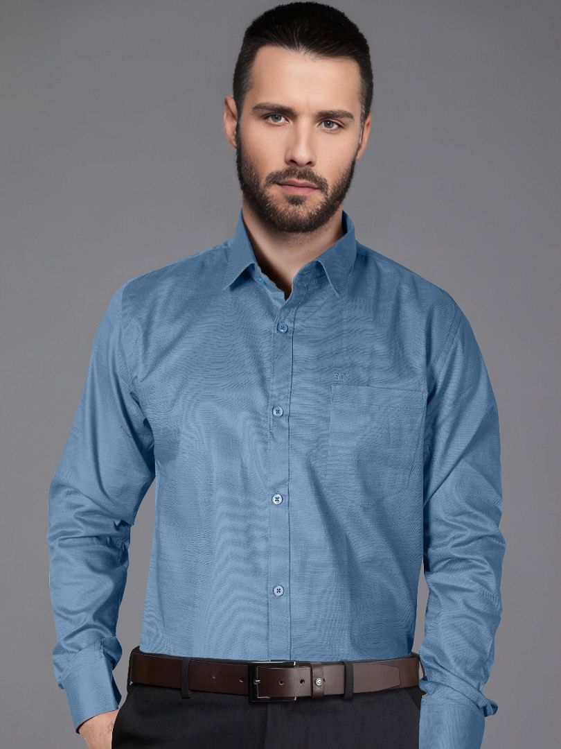 Authenzaa Men Premium Formal Shirt APFS010 Blue 