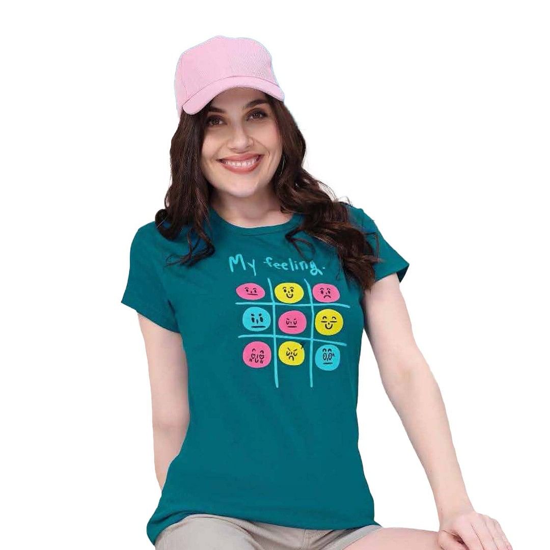 Authenzaa Women T-Shirt ACWTS011 Bottle Green 