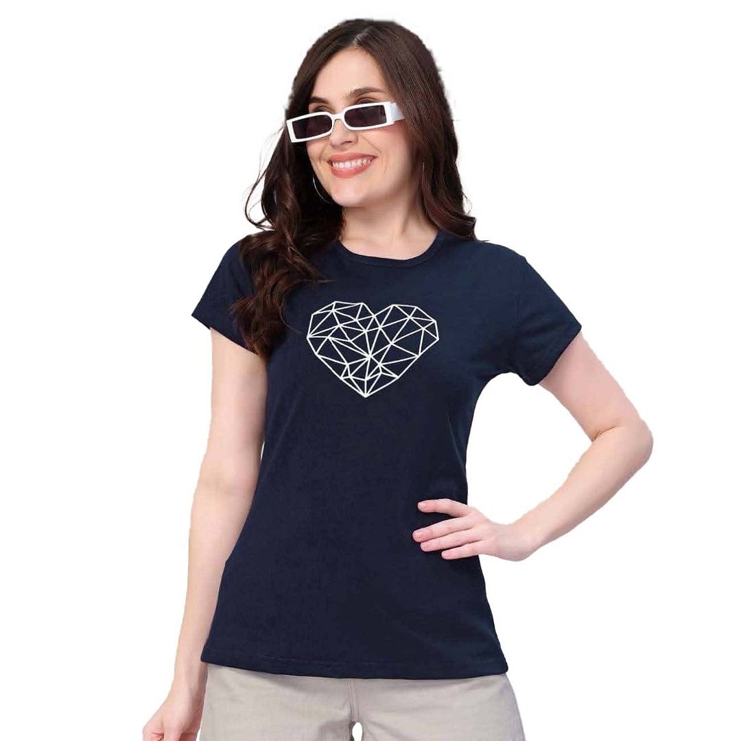 Authenzaa Women T-Shirt ACWTS013 Dark Navy 