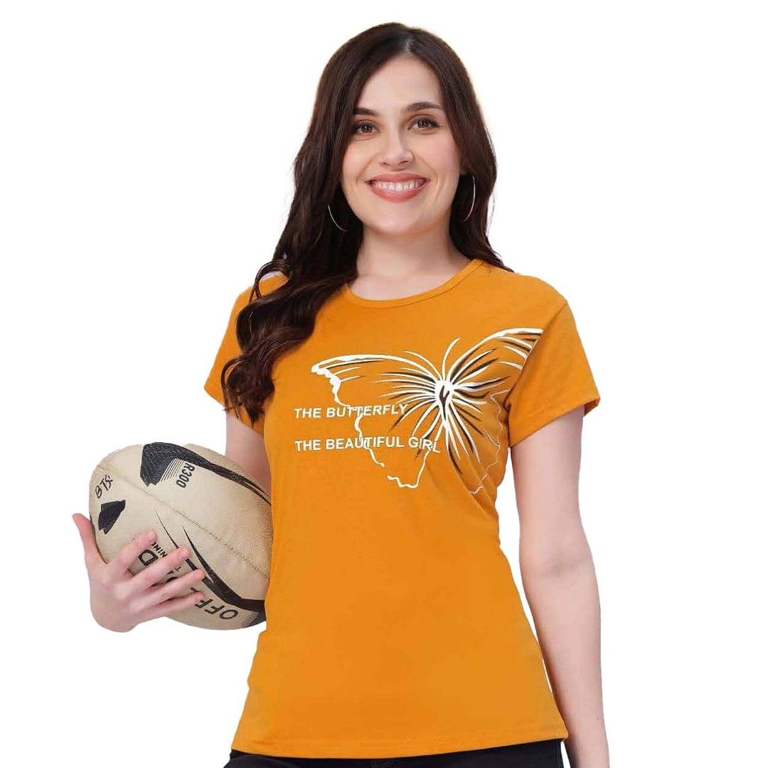 Authenzaa Women T-Shirt ACWTS014 Musturd 