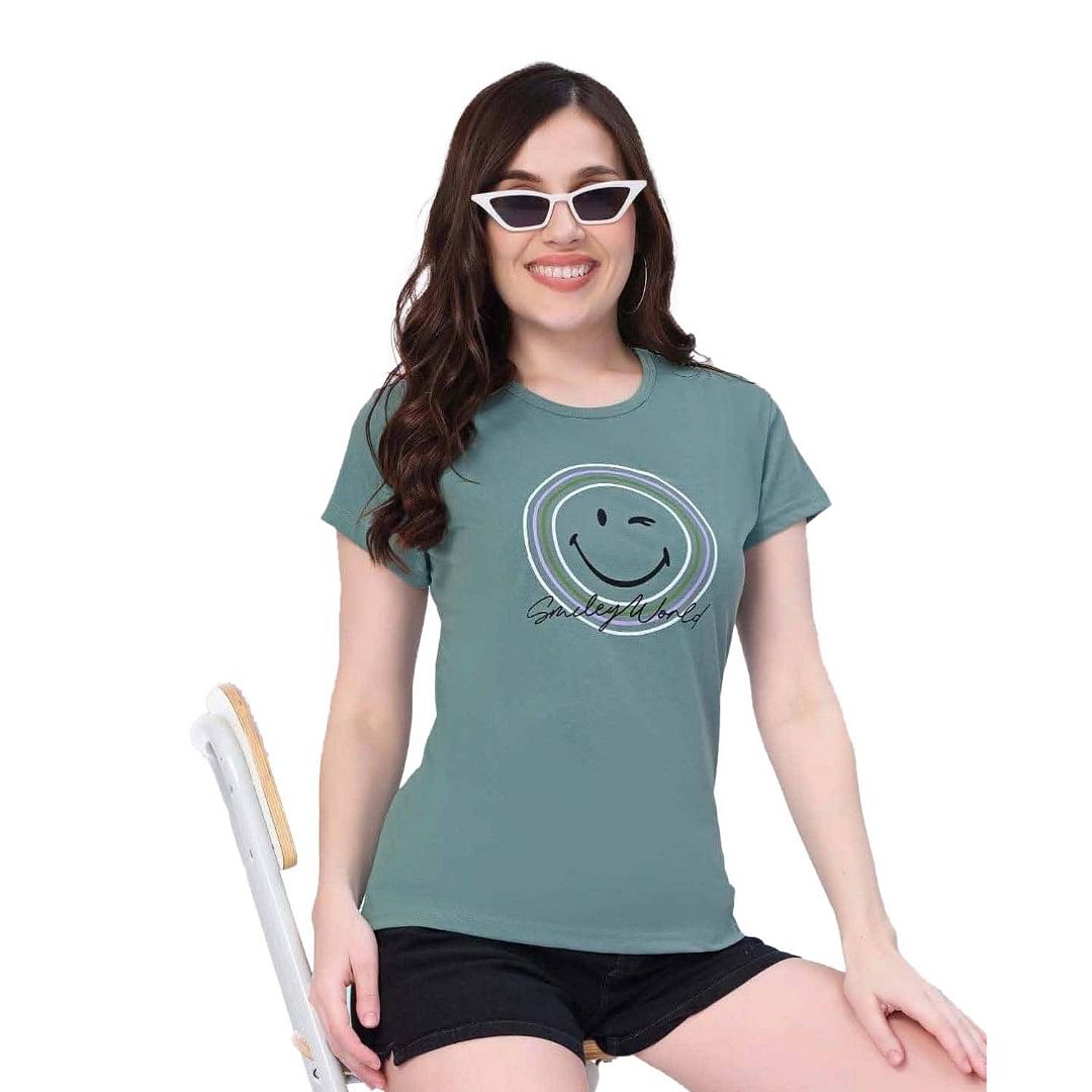 Authenzaa Women T-Shirt ACWTS015 Pine Green 