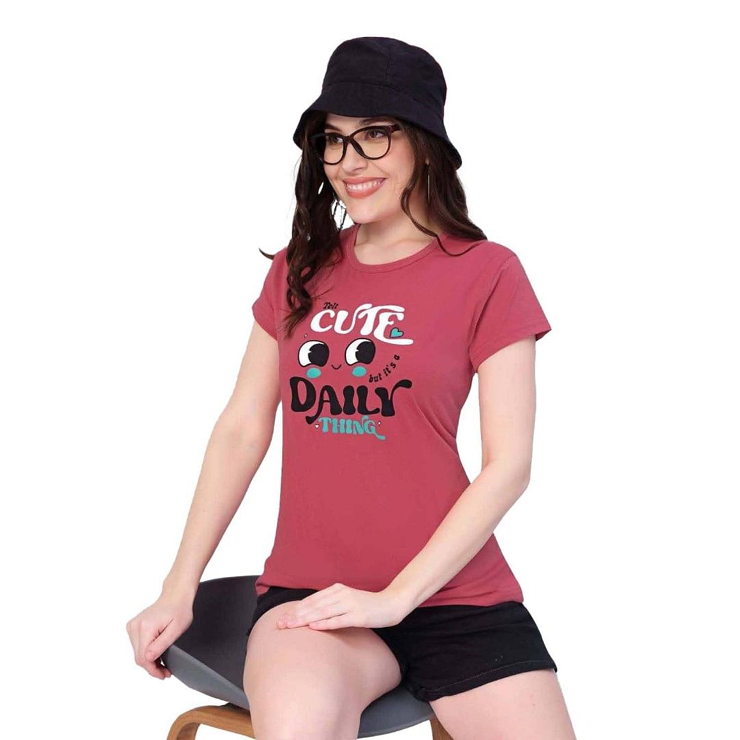 Authenzaa Women T-Shirt ACWTS017 Rich Maroon 