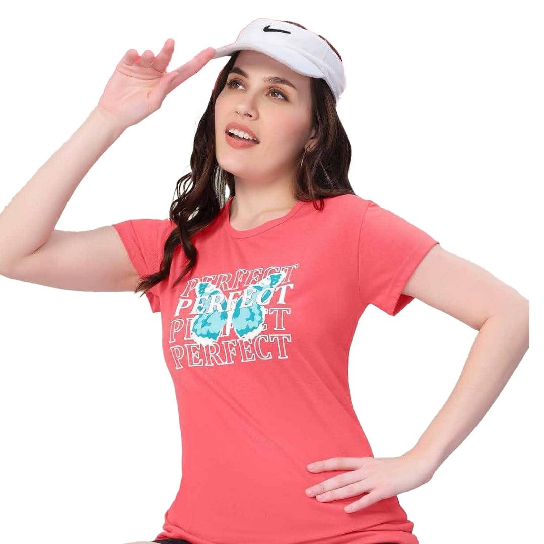 Authenzaa Women T-Shirt ACWTS019 Salmon 