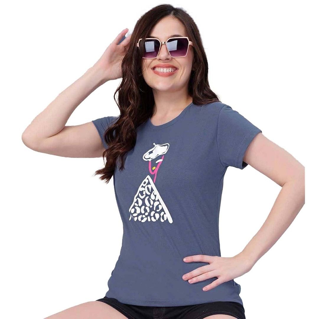 Authenzaa Women T-Shirt ACWTS020 Slate Grey 
