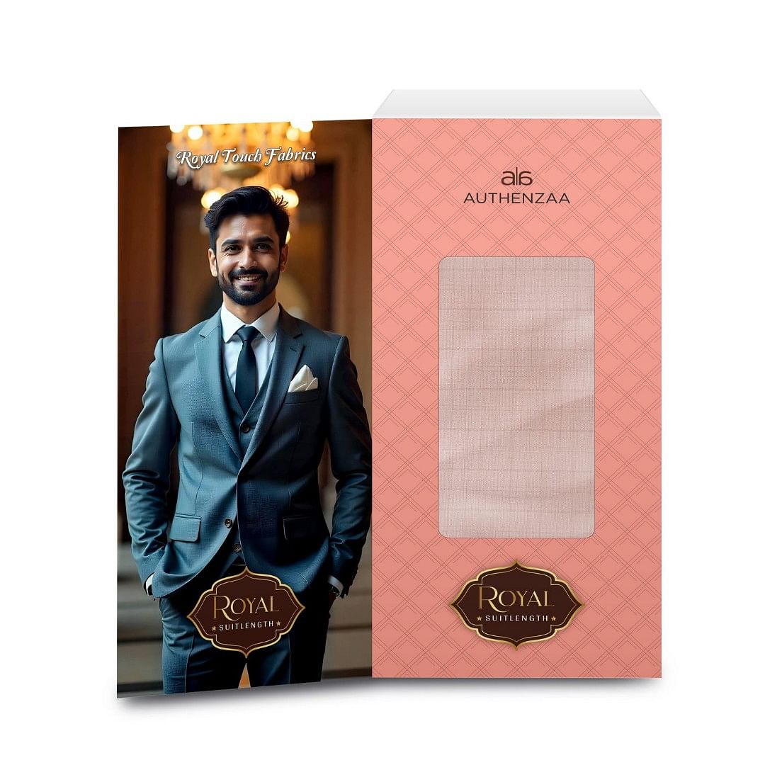 Authenzaa Men Royal Suit Length Fabric EXE005 Paper Beige 
