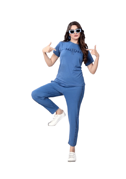 Authenzaa Women 2PC Nighty AC2N040 Blue 