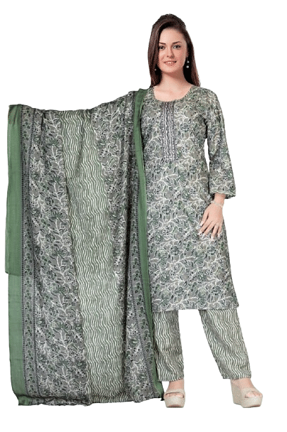 Authenzaa Women 3Pcs Kurti Set SMCKT080 Grey 
