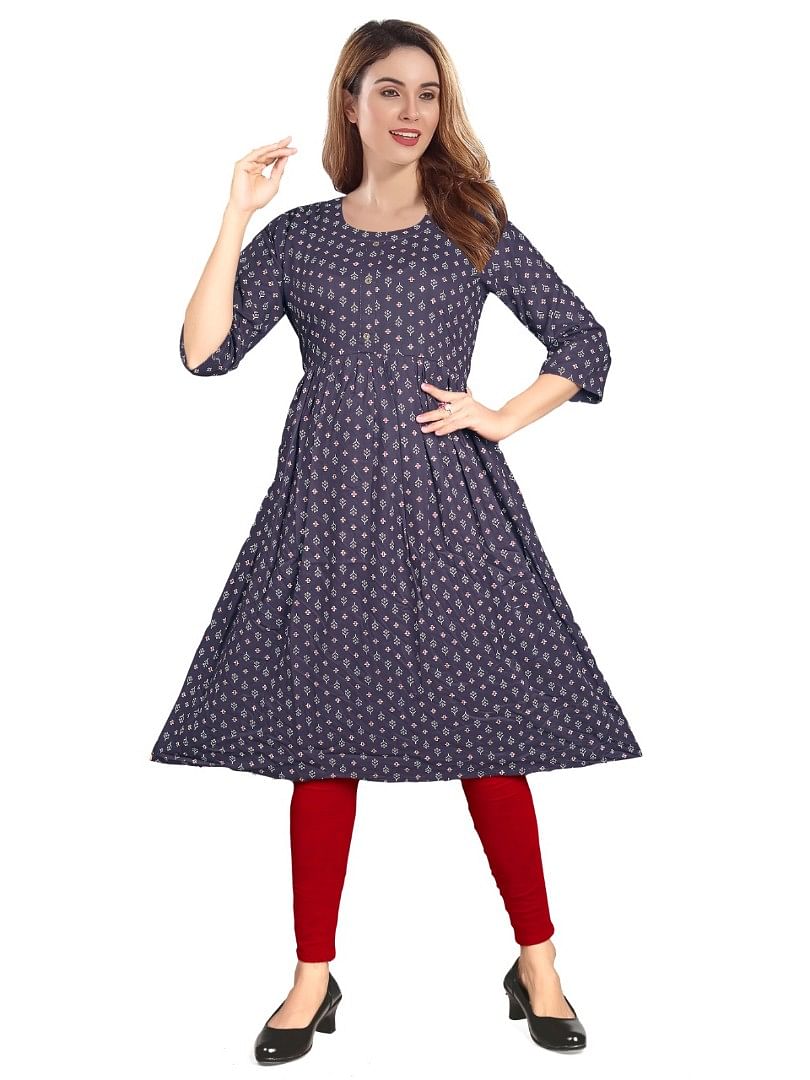 Authenzaa Women Kurti EVWKT006 Navy 