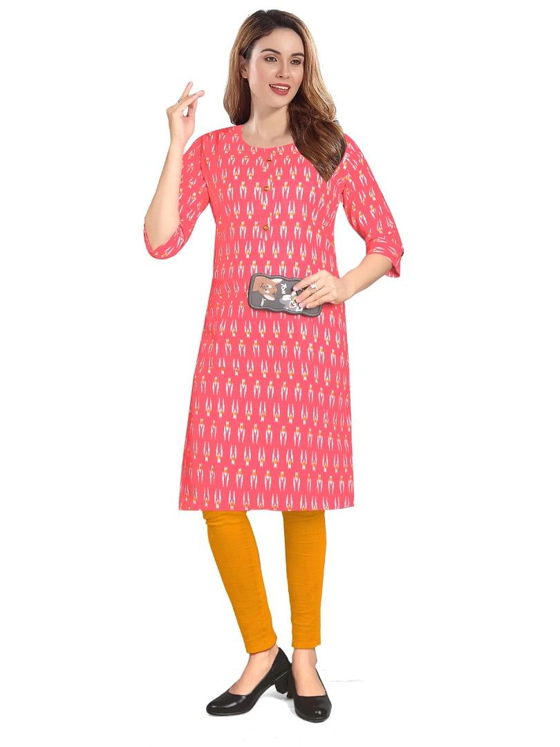 Authenzaa Women Kurti EVWKT009 Pink 
