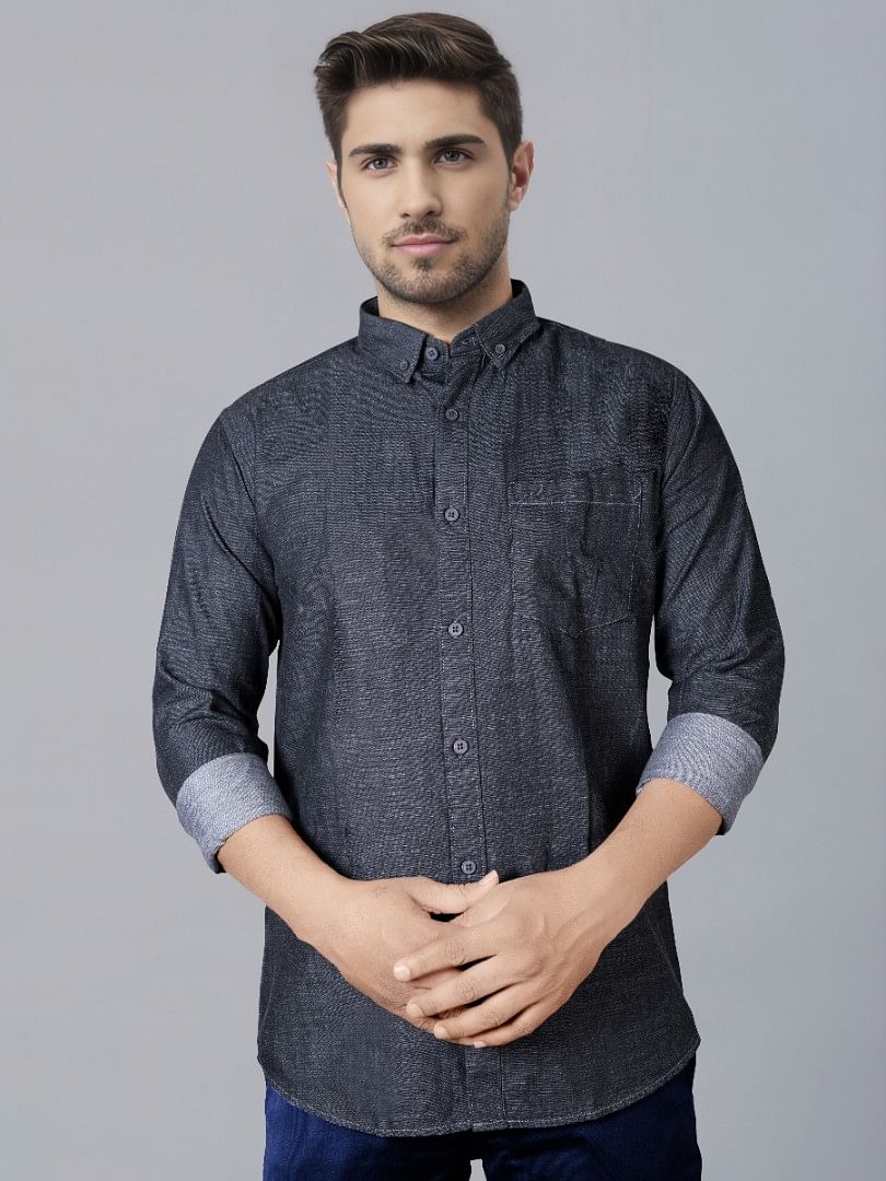 Authenzaa Men Casual Shirt SFCS064 Black 