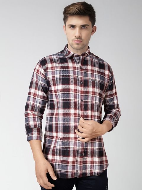 Authenzaa Men Casual Shirt SFCS077 Black Chex 