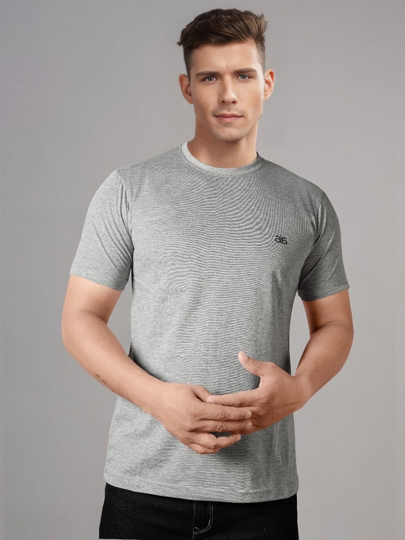Authenzaa Men Wave Round Neck T-Shirt MHRNT010 Grey 
