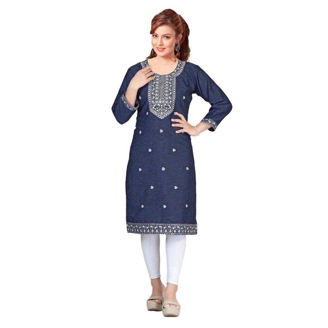 Authenzaa Women Kurti SMCKT085 Navy 