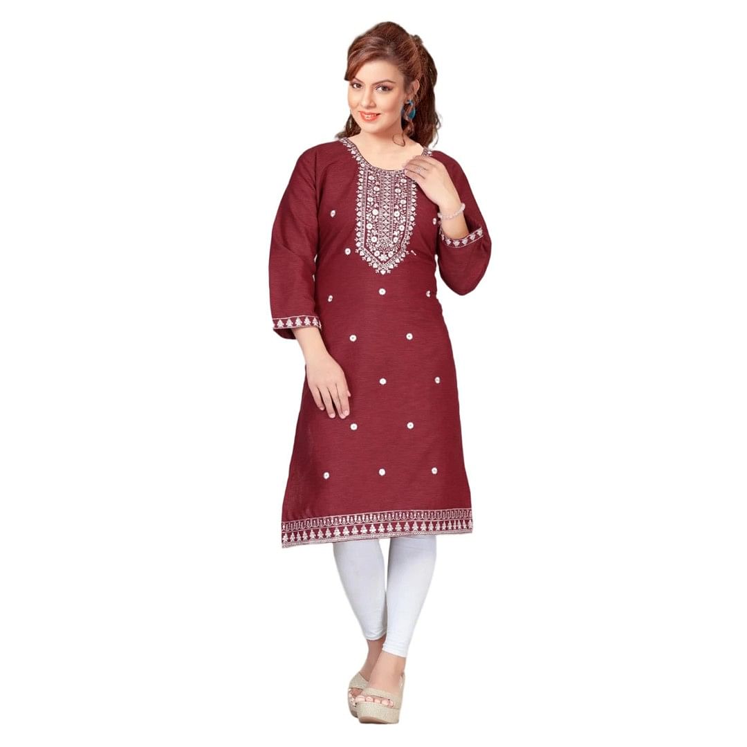 Authenzaa Women Kurti SMCKT086 Maroon 