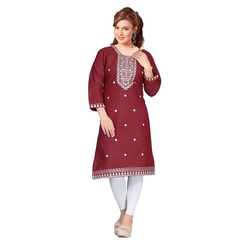 Authenzaa Women Kurti SMCKT086 Maroon 