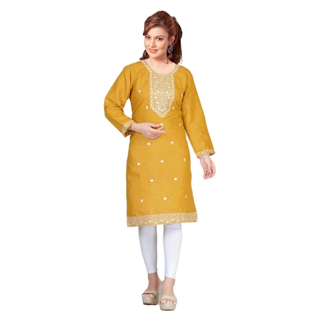 Authenzaa Women Kurti SMCKT087 Yellow 