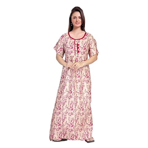 Authenzaa Women Nighty SMWN025 Baby Pink 