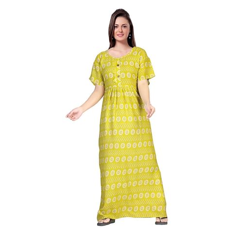 Authenzaa Women Nighty SMWN026 Yellow 
