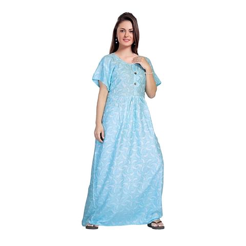 Authenzaa Women Nighty SMWN026 Sky Blue 