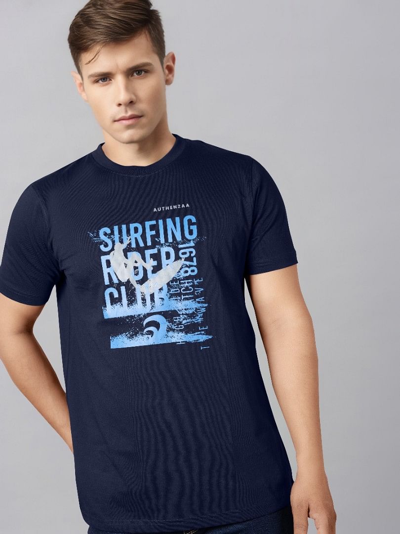 Authenzaa Men Round Neck T-Shirt SFRNT032 Dark Blue 