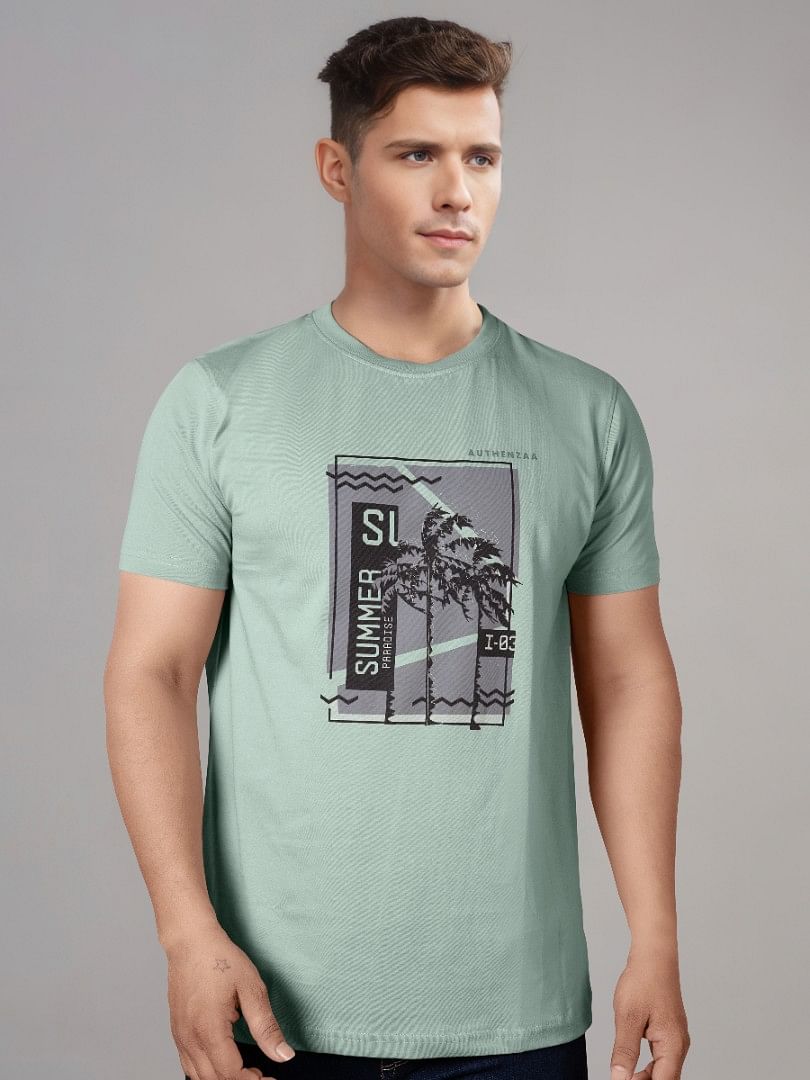 Authenzaa Men Round Neck T-Shirt SFRNT034 Pista 