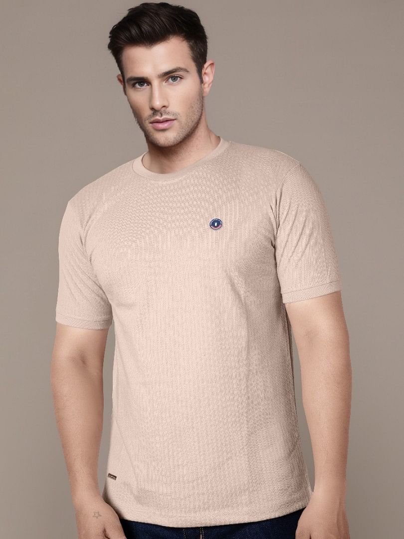 Authenzaa Men Round Neck T-Shirt BKRNT009 Camel 
