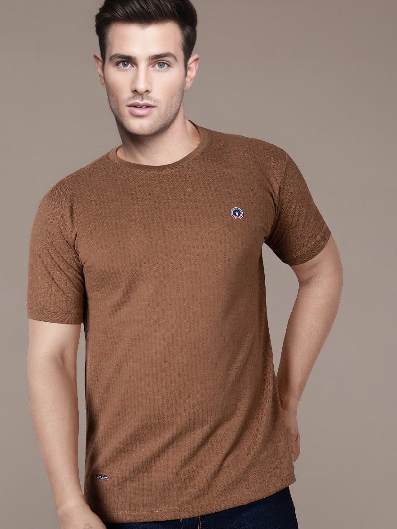 Authenzaa Men Round Neck T-Shirt BKRNT011 Khakhi 