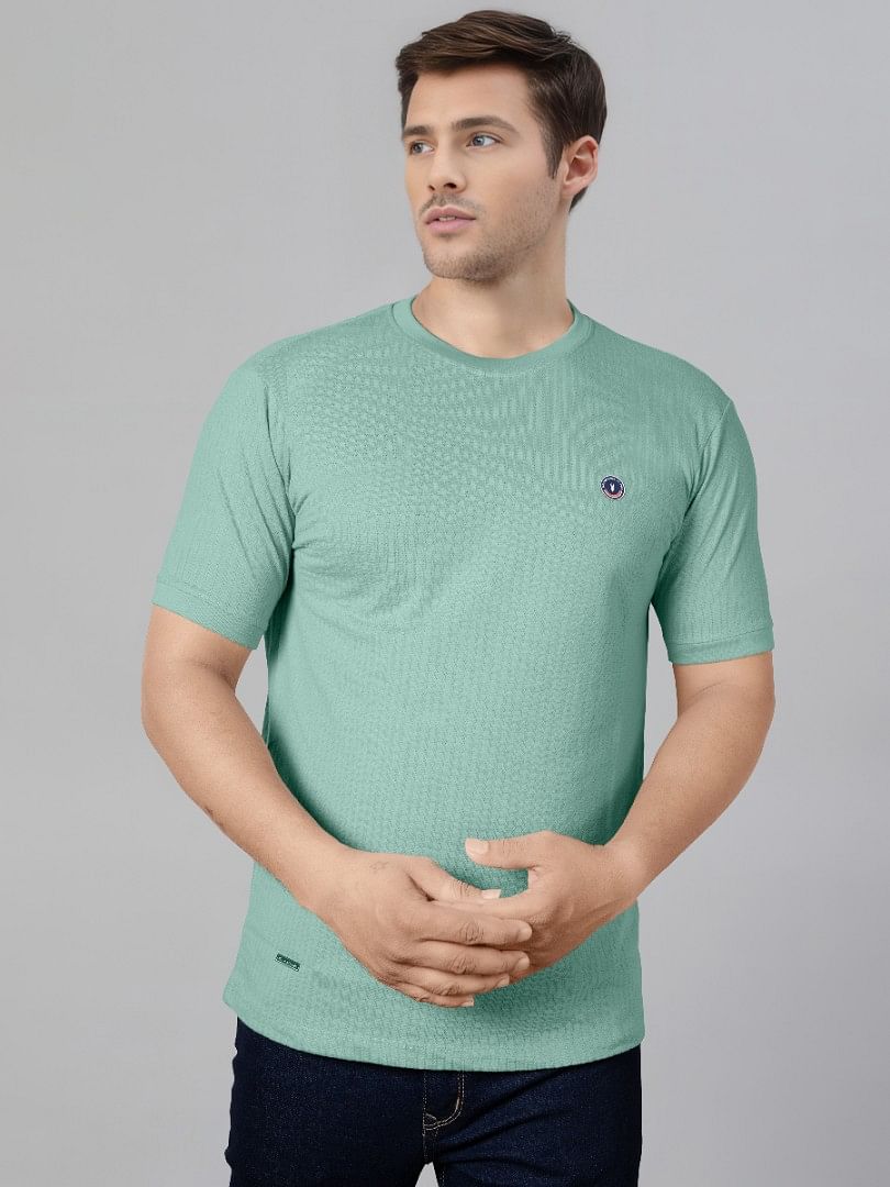 Authenzaa Men Round Neck T-Shirt BKRNT008 Light Green 