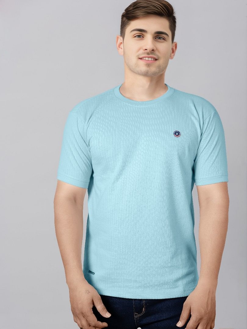 Authenzaa Men Round Neck T-Shirt BKRNT012 Sky 