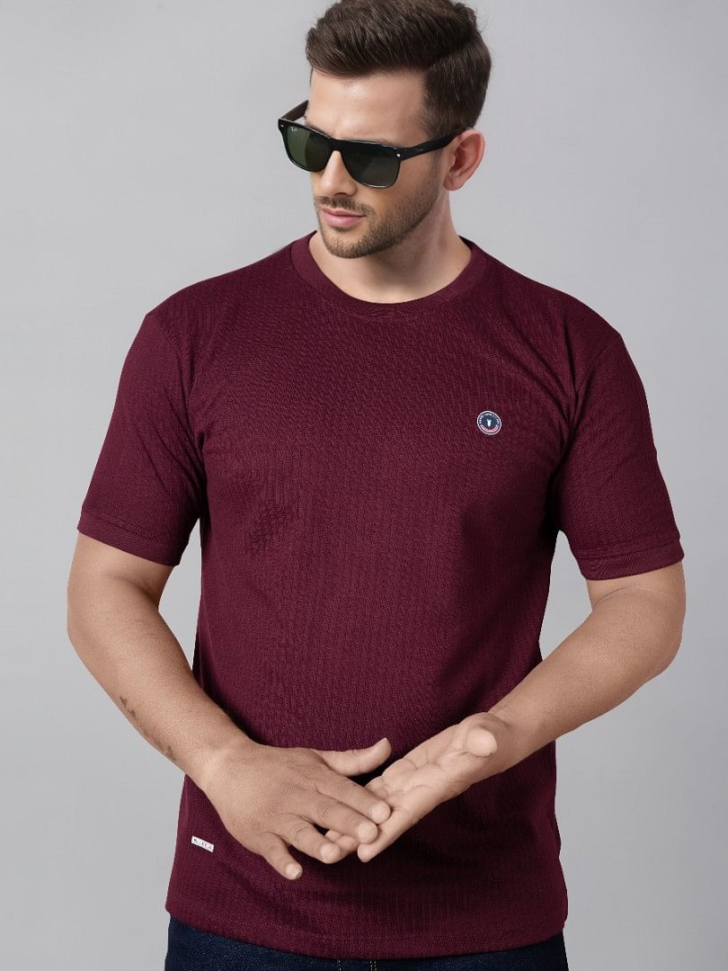 Authenzaa Men Round Neck T-Shirt BKRNT019 Maroon 