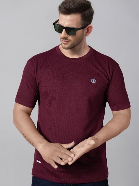 Authenzaa Men Round Neck T-Shirt BKRNT019 Maroon 