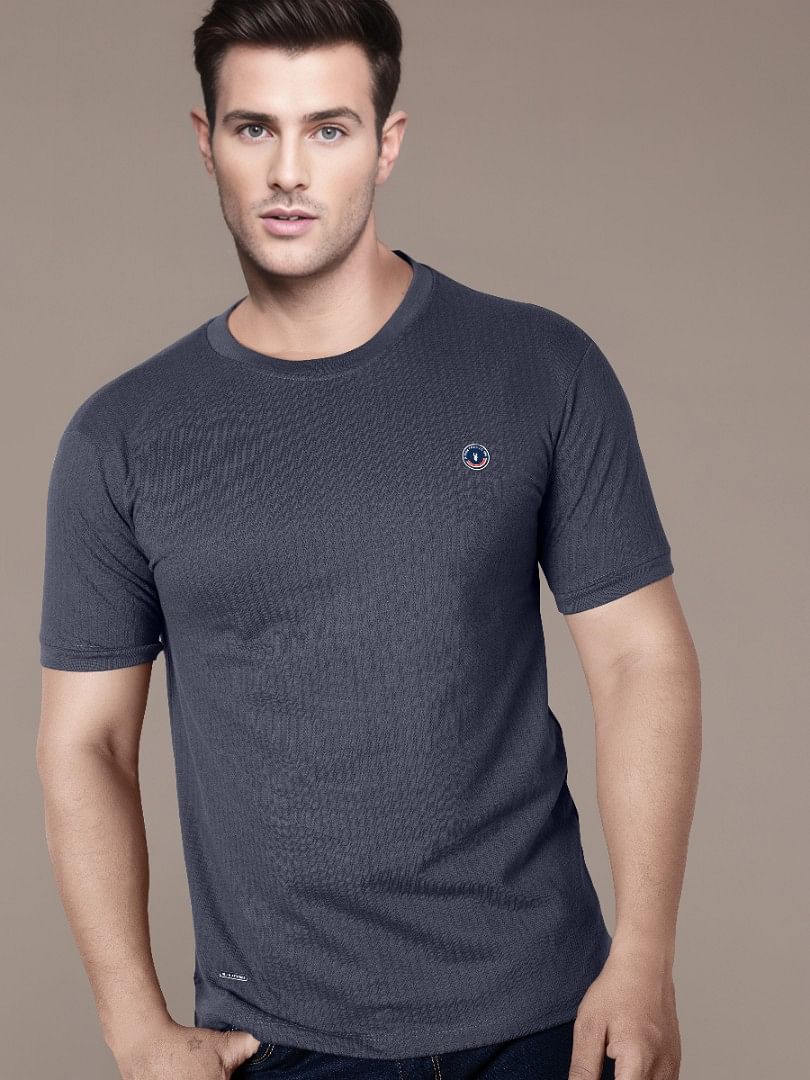 Authenzaa Men Round Neck T-Shirt BKRNT014 Dark Grey 