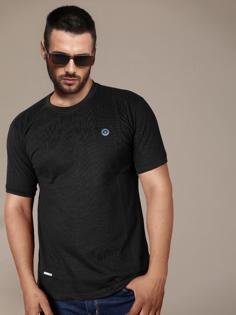 Authenzaa Men Round Neck T-Shirt BKRNT013 Black 