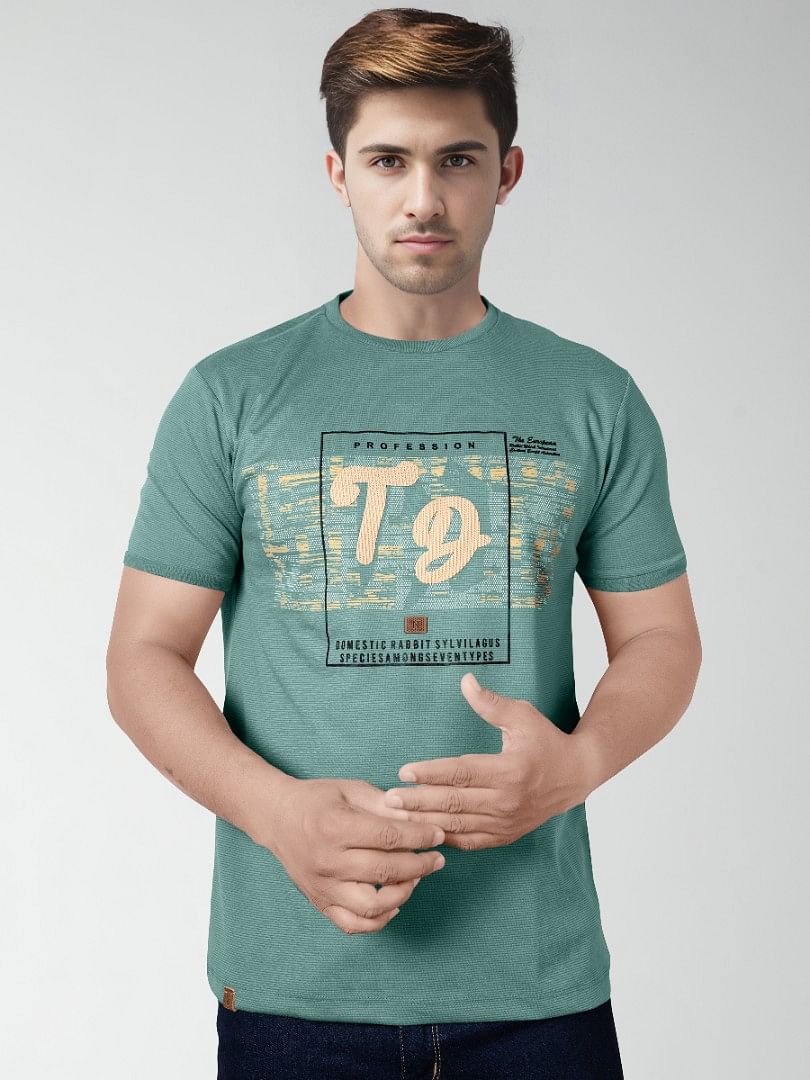 Authenzaa Men Round Neck T-Shirt BKRNT003 Light Green 
