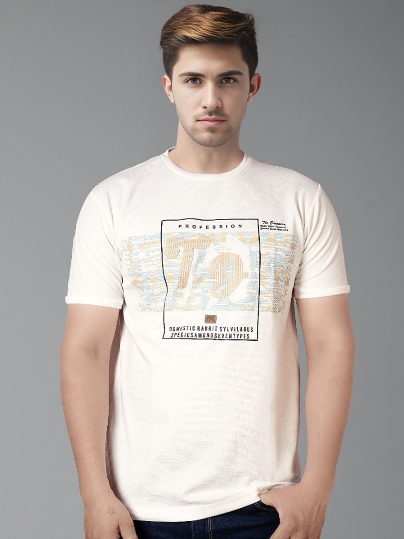 Authenzaa Men Round Neck T-Shirt BKRNT002 White 