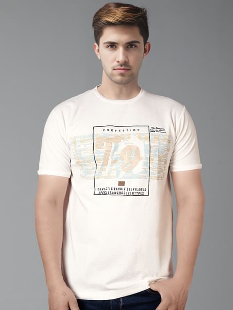 Authenzaa Men Round Neck T-Shirt BKRNT002 White 